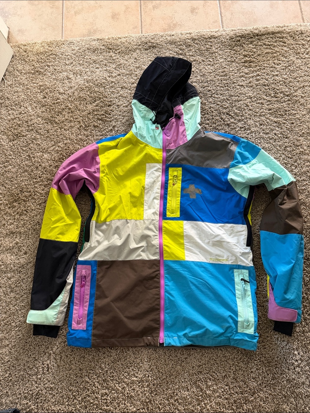 Quicksilver Color block Snow Hooded Jacket - Multicolor